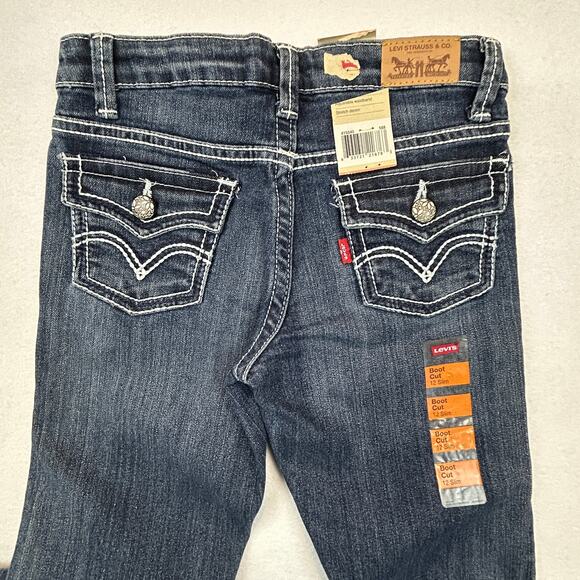 Levi's Boot Cut Jeans Adj Waist Stretch Blue Wonder Girls Sz 12 SLIM 24x27 NEW - Picture 14 of 14